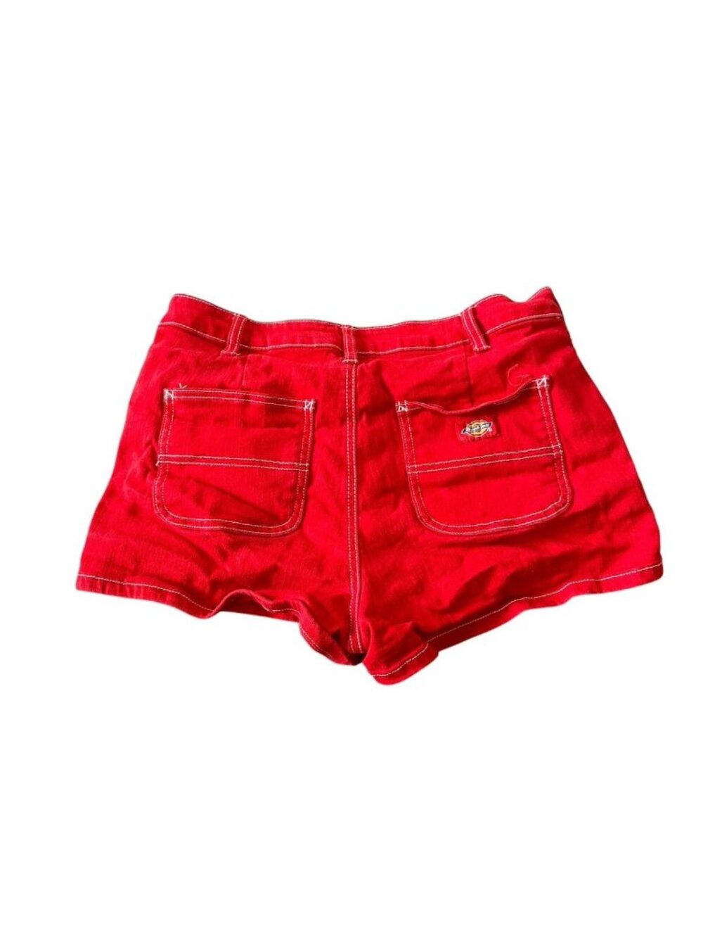 Dickies Red Denim Micro Shorts Women 11/30 Streetwear Utility Y2K Mini Nautical - Picture 4 of 7